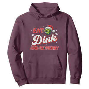 Funny Pickleball Christmas Hoodie Eat Dink And Be Merry TS12 Maroon Print Your Wear