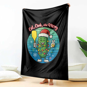 Funny Pickleball Christmas Throw Blanket Eat Dink And Be Merry Gift For Players TS12 Print Your Wear