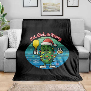 Funny Pickleball Christmas Throw Blanket Eat Dink And Be Merry Gift For Players TS12 Print Your Wear