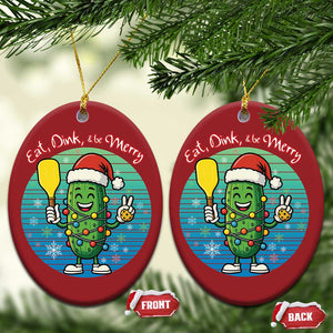 Funny Pickleball Xmas Christmas Ornament Eat Dink And Be Merry Gift For Players TS12 Oval Red Print Your Wear