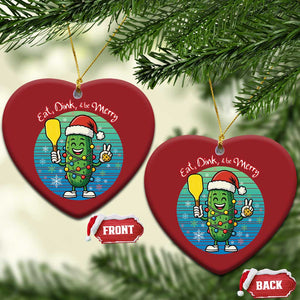 Funny Pickleball Xmas Christmas Ornament Eat Dink And Be Merry Gift For Players TS12 Heart Red Print Your Wear