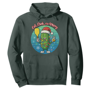 Funny Pickleball Christmas Hoodie Eat Dink And Be Merry Gift For Players TS12 Dark Forest Green Print Your Wear