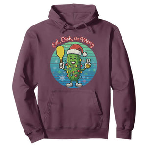 Funny Pickleball Christmas Hoodie Eat Dink And Be Merry Gift For Players TS12 Maroon Print Your Wear