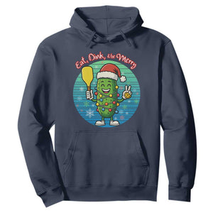 Funny Pickleball Christmas Hoodie Eat Dink And Be Merry Gift For Players TS12 Navy Print Your Wear