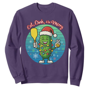 Funny Pickleball Christmas Sweatshirt Eat Dink And Be Merry Gift For Players TS12 Purple Print Your Wear