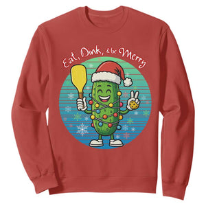 Funny Pickleball Christmas Sweatshirt Eat Dink And Be Merry Gift For Players TS12 Red Print Your Wear