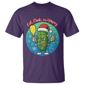 Funny Pickleball Christmas T Shirt Eat Dink And Be Merry Gift For Players TS12 Purple Print Your Wear