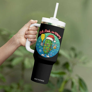Funny Pickleball Christmas Tumbler With Handle Eat Dink And Be Merry Gift For Players TS12 Print Your Wear