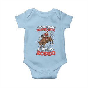 Funny Black Santa Bull Riding Christmas Baby Onesie I Do Not Deliver Gifts I Rodeo TS12 Light Blue Print Your Wear