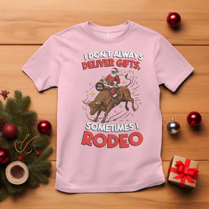 Funny Black Santa Bull Riding Christmas T Shirt I Do Not Deliver Gifts I Rodeo TS12 Light Pink Print Your Wear