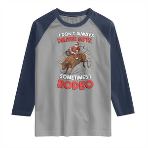 Funny Black Santa Bull Riding Christmas Raglan Shirt I Do Not Deliver Gifts I Rodeo TS12 Sport Gray Navy Print Your Wear