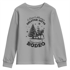 Funny Santa Cowboy Christmas Youth Sweatshirt I Do Not Deliver Gifts I Rodeo TS12 Sport Gray Print Your Wear