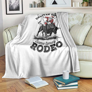 Funny Black Santa Cowboy Bull Rider Christmas Throw Blanket I Do Not Deliver Gifts I Rodeo TS12 Print Your Wear