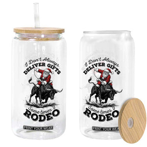 Funny Black Santa Cowboy Bull Rider Christmas Glass Can I Do Not Deliver Gifts I Rodeo TS12 Print Your Wear