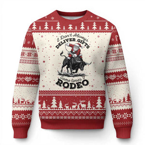Funny Black Santa Cowboy Bull Rider Xmas Ugly Christmas Sweater I Do Not Deliver Gifts I Rodeo TS12 Beige Red Print Your Wear