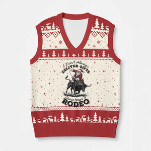 Funny Black Santa Cowboy Bull Rider Xmas V-Neck Knit Sweater Vest I Do Not Deliver Gifts I Rodeo TS12 Beige Red Print Your Wear