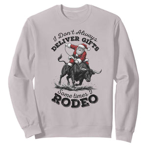 Funny Black Santa Cowboy Bull Rider Christmas Sweatshirt I Do Not Deliver Gifts I Rodeo TS12 Ice Gray Print Your Wear