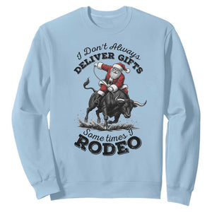 Funny Black Santa Cowboy Bull Rider Christmas Sweatshirt I Do Not Deliver Gifts I Rodeo TS12 Light Blue Print Your Wear