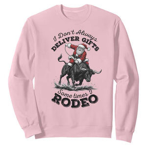 Funny Black Santa Cowboy Bull Rider Christmas Sweatshirt I Do Not Deliver Gifts I Rodeo TS12 Light Pink Print Your Wear