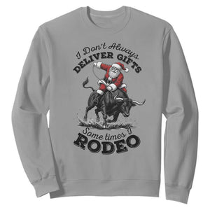 Funny Black Santa Cowboy Bull Rider Christmas Sweatshirt I Do Not Deliver Gifts I Rodeo TS12 Sport Gray Print Your Wear