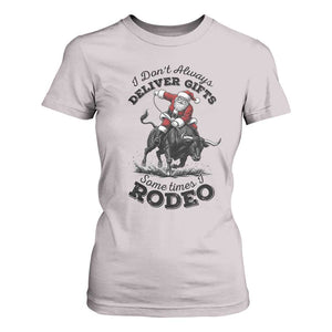Funny Black Santa Cowboy Bull Rider Christmas T Shirt For Women I Do Not Deliver Gifts I Rodeo TS12 Ice Gray Print Your Wear