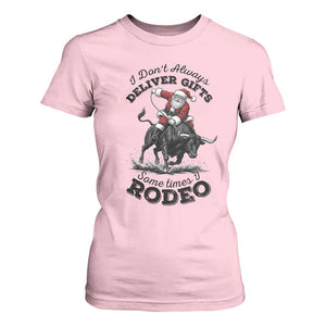 Funny Black Santa Cowboy Bull Rider Christmas T Shirt For Women I Do Not Deliver Gifts I Rodeo TS12 Light Pink Print Your Wear
