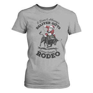 Funny Black Santa Cowboy Bull Rider Christmas T Shirt For Women I Do Not Deliver Gifts I Rodeo TS12 Sport Gray Print Your Wear