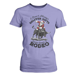 Funny Black Santa Cowboy Bull Rider Christmas T Shirt For Women I Do Not Deliver Gifts I Rodeo TS12 Violet Print Your Wear