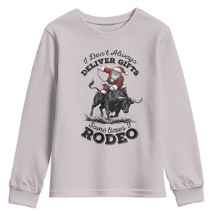 Funny Black Santa Cowboy Bull Rider Christmas Youth Sweatshirt I Do Not Deliver Gifts I Rodeo TS12 Ice Gray Print Your Wear