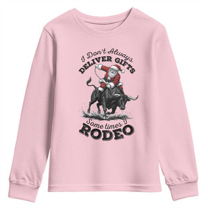 Funny Black Santa Cowboy Bull Rider Christmas Youth Sweatshirt I Do Not Deliver Gifts I Rodeo TS12 Light Pink Print Your Wear