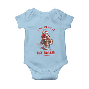 Funny Santa Pitbull Christmas Baby Onesie I Deliver Gifts No Bull TS12 Light Blue Print Your Wear