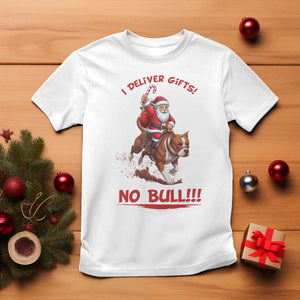 Funny Santa Pitbull Christmas T Shirt I Deliver Gifts No Bull TS12 White Print Your Wear