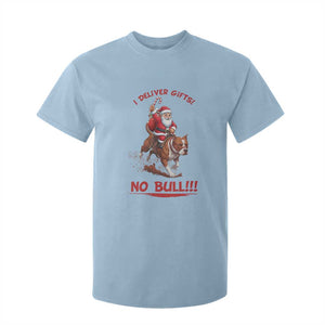 Funny Santa Pitbull Christmas T Shirt For Kid I Deliver Gifts No Bull TS12 Light Blue Print Your Wear