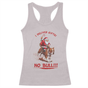Funny Santa Pitbull Christmas Racerback Tank Top I Deliver Gifts No Bull TS12 Ice Gray Print Your Wear