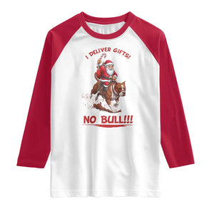 Funny Santa Pitbull Christmas Raglan Shirt I Deliver Gifts No Bull TS12 White Red Print Your Wear
