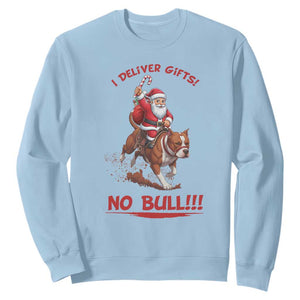 Funny Santa Pitbull Christmas Sweatshirt I Deliver Gifts No Bull TS12 Light Blue Print Your Wear
