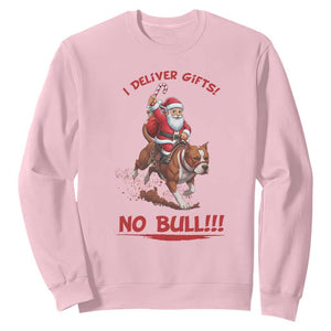 Funny Santa Pitbull Christmas Sweatshirt I Deliver Gifts No Bull TS12 Light Pink Print Your Wear