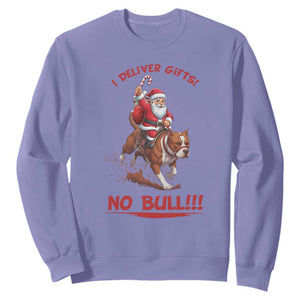 Funny Santa Pitbull Christmas Sweatshirt I Deliver Gifts No Bull TS12 Violet Print Your Wear