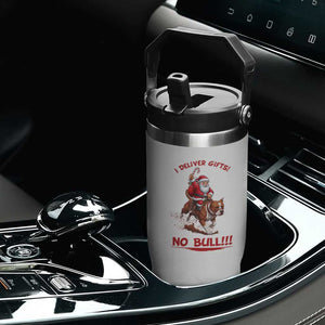 Funny Santa Pitbull Christmas Flip Straw Tumbler I Deliver Gifts No Bull TS12 Print Your Wear