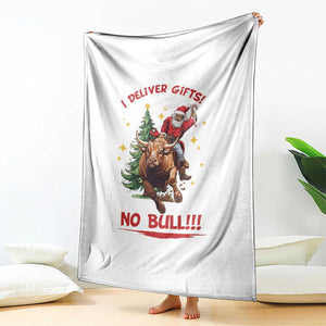 Funny Black Santa Bull Riding Christmas Throw Blanket I Deliver Gifts No Bull TS12 Print Your Wear