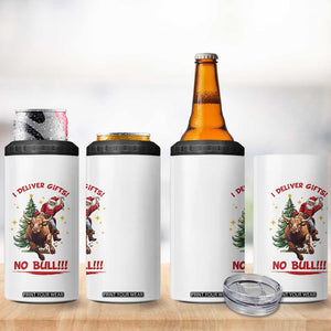 Funny Black Santa Bull Riding Christmas 4 in 1 Can Cooler Tumbler I Deliver Gifts No Bull TS12 Print Your Wear
