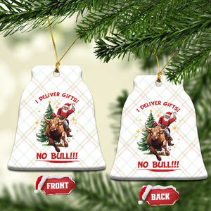 Funny Black Santa Bull Riding Christmas Ceramic Ornament I Deliver Gifts No Bull TS12 Print Your Wear