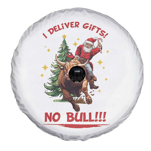 Funny Black Santa Bull Riding Christmas Spare Tire Cover I Deliver Gifts No Bull TS12 Print Your Wear