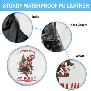 Funny Black Santa Bull Riding Christmas Spare Tire Cover I Deliver Gifts No Bull TS12 Print Your Wear