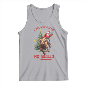 Funny Black Santa Bull Riding Christmas Tank Top I Deliver Gifts No Bull TS12 Athletic Heather Print Your Wear