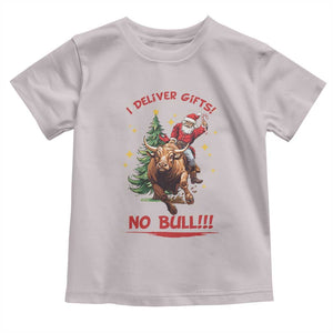 Funny Black Santa Bull Riding Christmas Toddler T Shirt I Deliver Gifts No Bull TS12 Ice Gray Print Your Wear