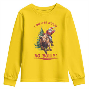 Funny Black Santa Bull Riding Christmas Youth Sweatshirt I Deliver Gifts No Bull TS12 Daisy Print Your Wear