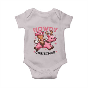Howdy Christmas Baby Onesie Funny Gingerbread Cowboy Riding Reindeer Gift For Girl TS12 Ice Gray Print Your Wear