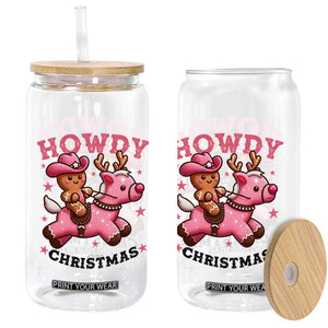 Howdy Christmas Glass Can Funny Gingerbread Cowboy Riding Reindeer Gift For Girl TS12 Print Your Wear