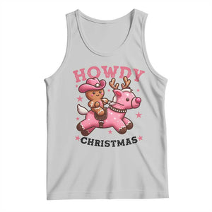 Howdy Christmas Tank Top Funny Gingerbread Cowboy Riding Reindeer Gift For Girl TS12 Ash Print Your Wear